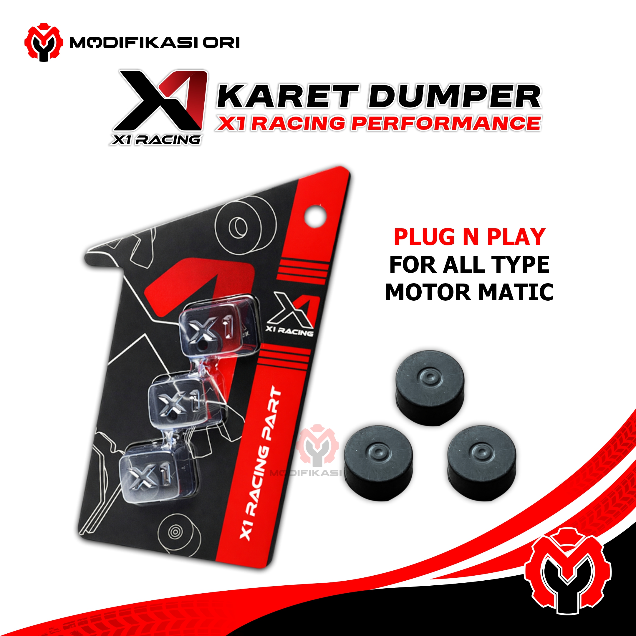 KARET DUMPER KAMPAS GANDA 3 PCS X1 RACING
