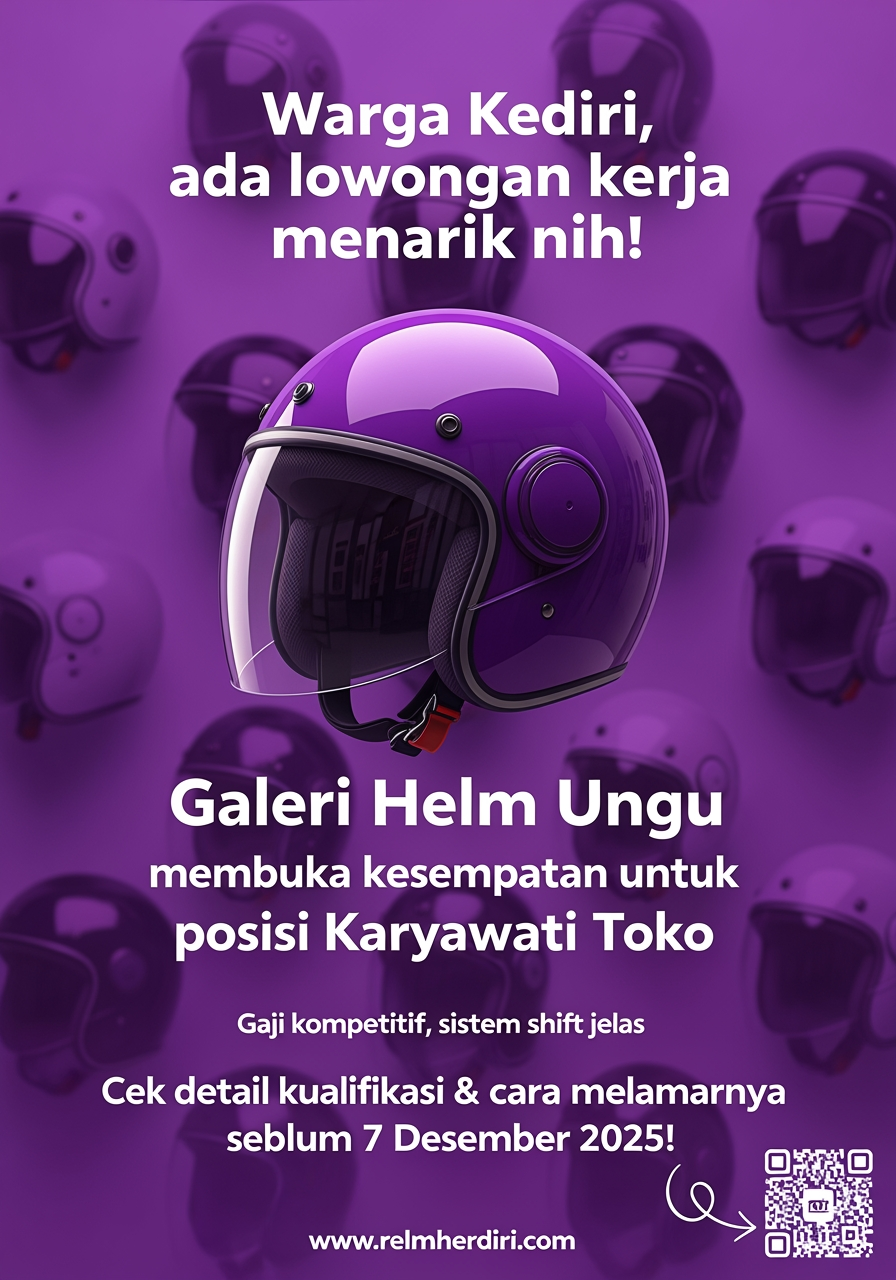 Loker Kediri: Karyawati Toko di Galeri Helm Ungu, Gaji Menarik!