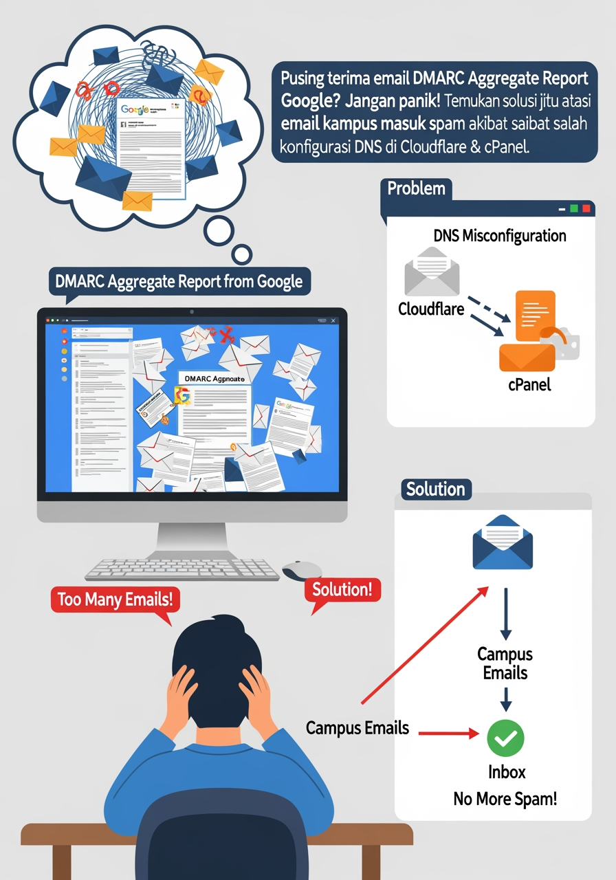 Mengatasi Email Kampus Masuk Spam: Panduan Lengkap DMARC Error di Cloudflare & cPanel