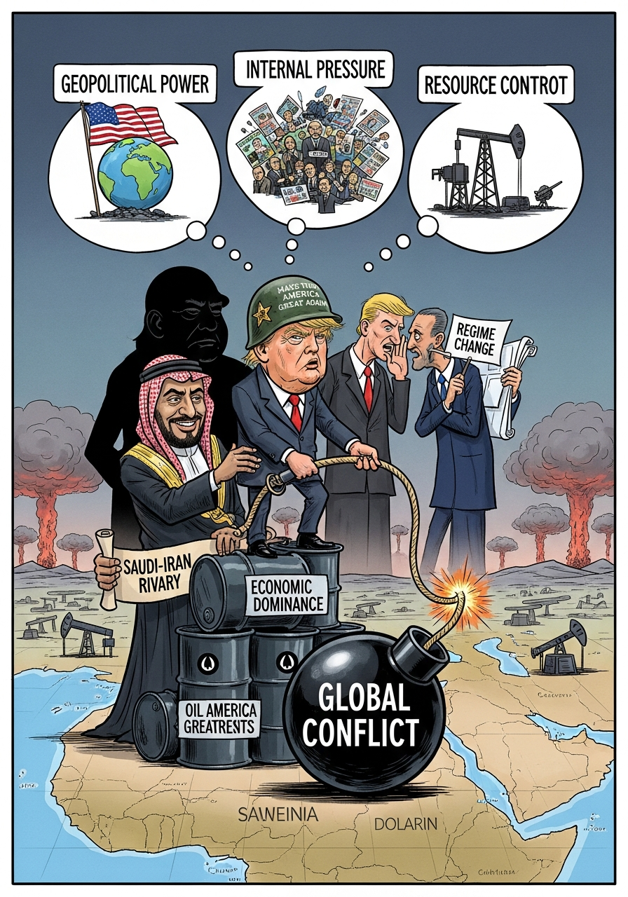 Ancaman Invasi AS ke Iran: Analisis Geopolitik, Persaingan Saudi, & Peran Trump