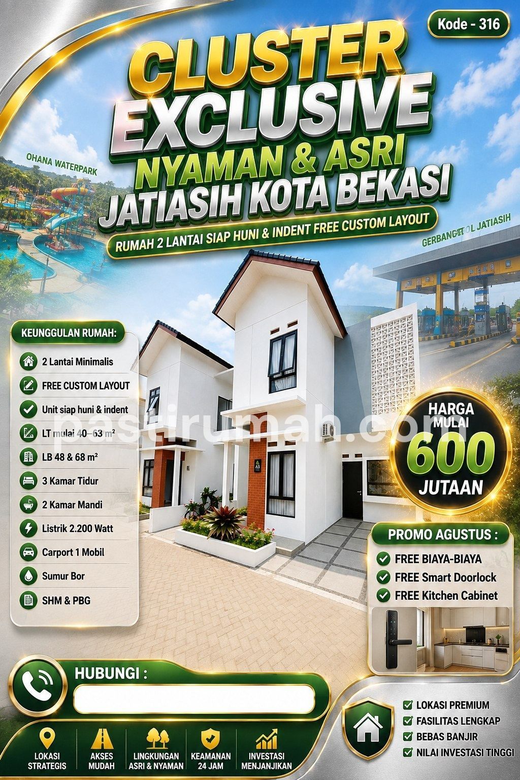 Dijual Rumah Baru Siap Huni di Wibawa Mukti II Jatiasih Kota Bekasi