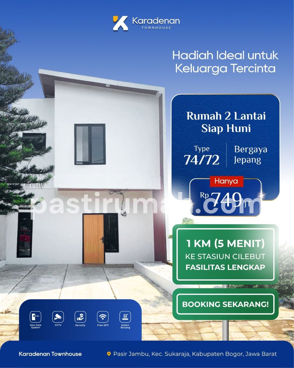 Dijual Rumah 2 Lantai  Modern Dekat Stasiun