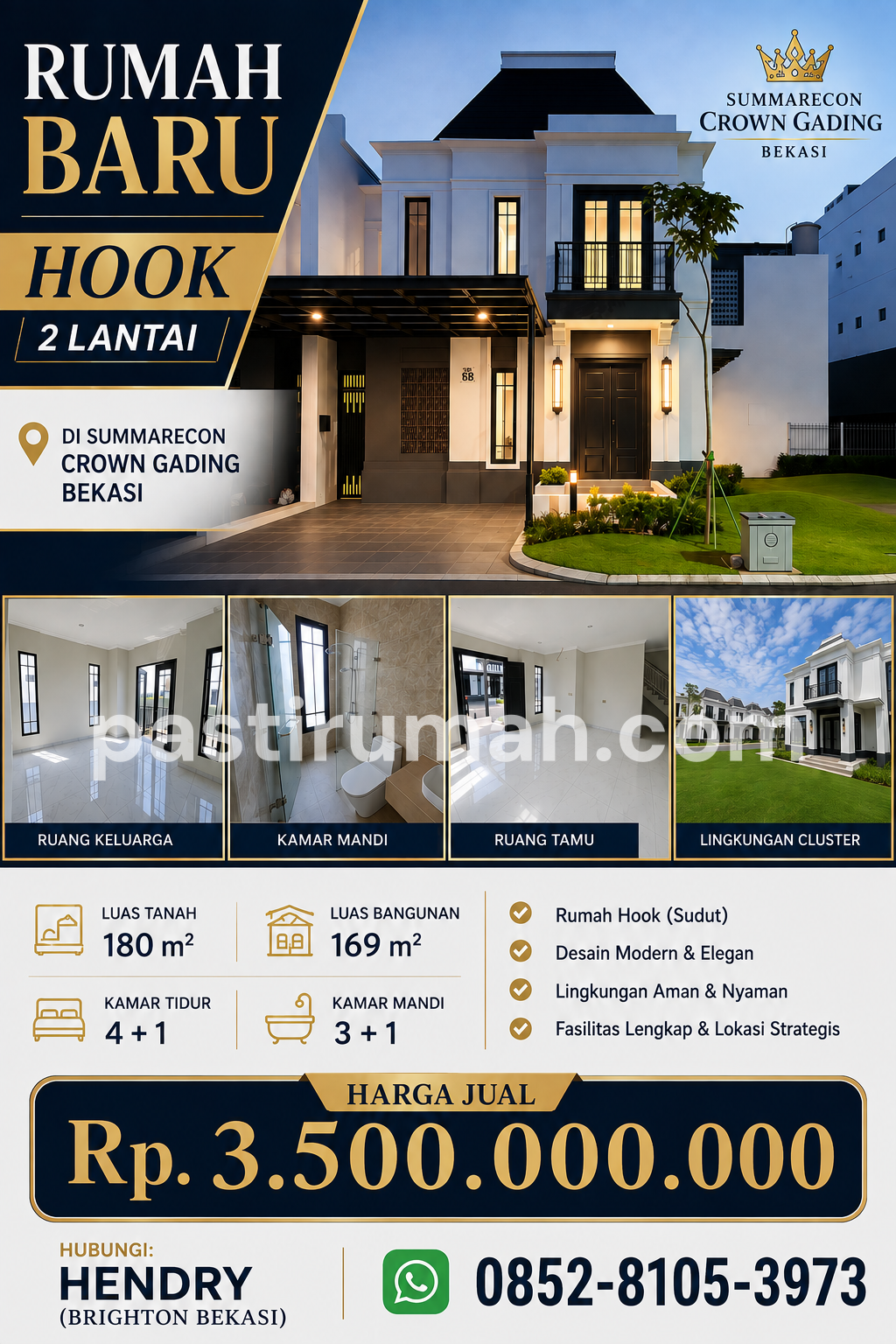 Rumah Baru Hook 2 Lantai Di Summarecon Crown Gading Bekasi