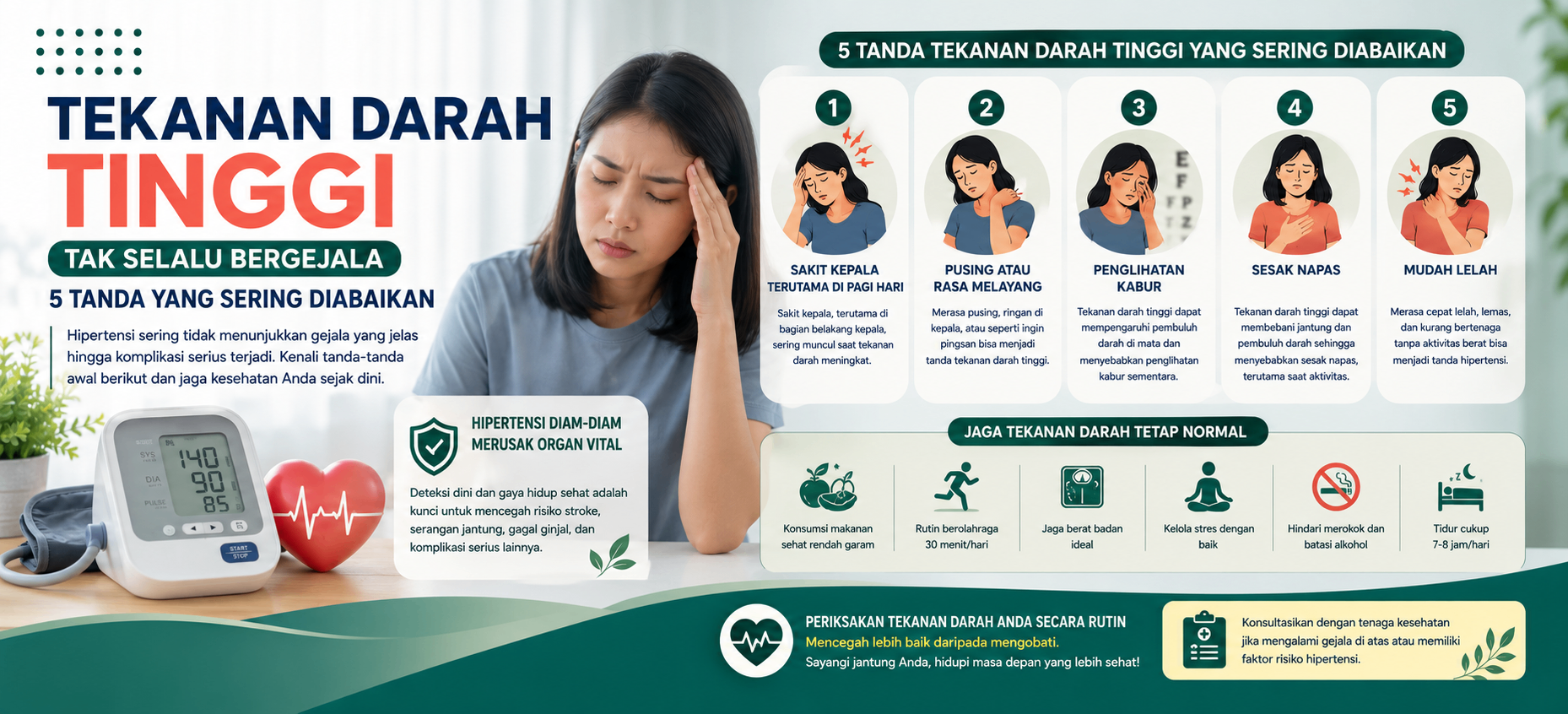 Tekanan Darah Tinggi Tak Selalu Bergejala: 5 Gejala yang Perlu Diwaspadai