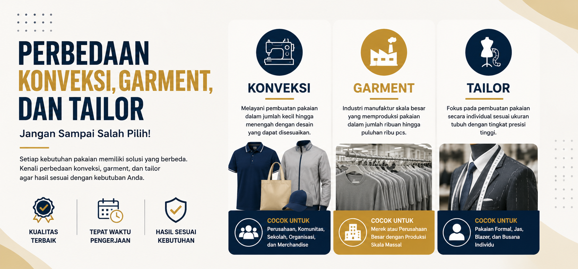 Perbedaan Konveksi, Garment, dan Tailor, Jangan Sampai Salah Pilih!