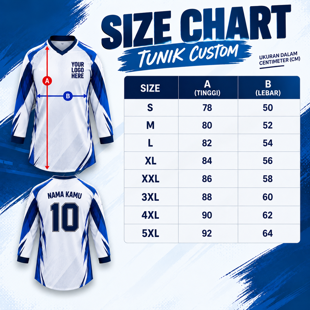 Size Chart Jersey Quba - Tunik