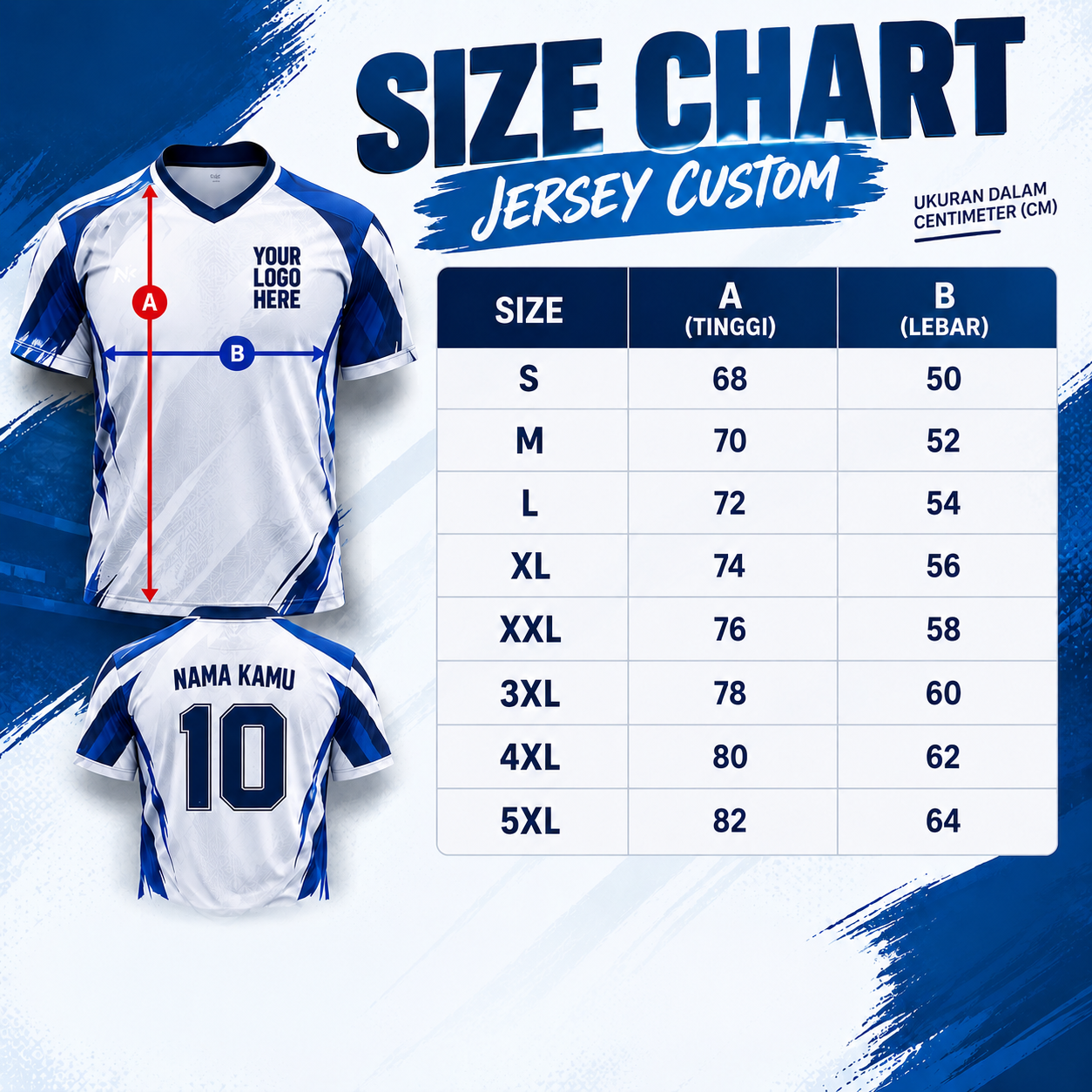 Size Chart Jersey Custom