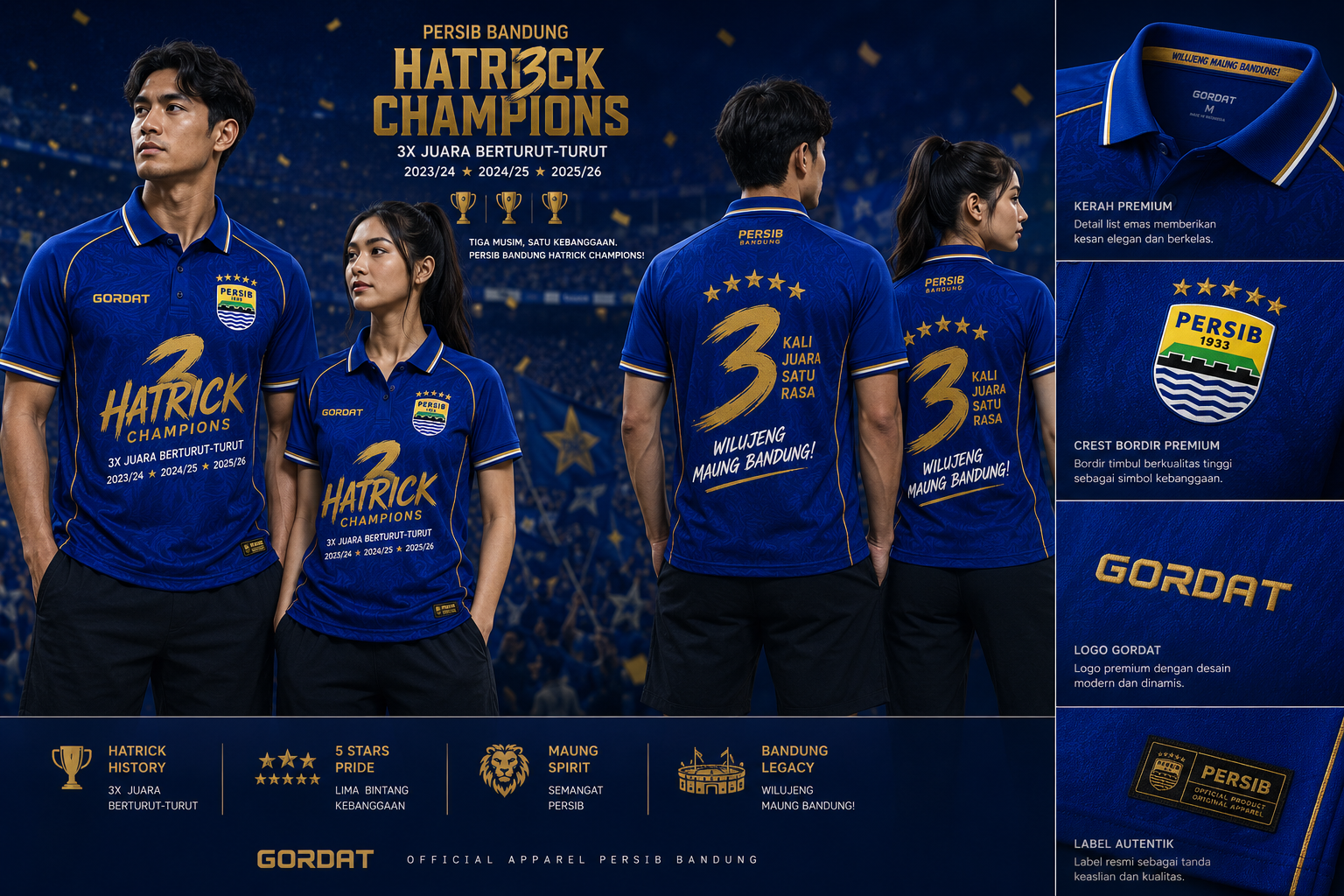 Benefit/Feature Jersey Persib Hatrick Campions