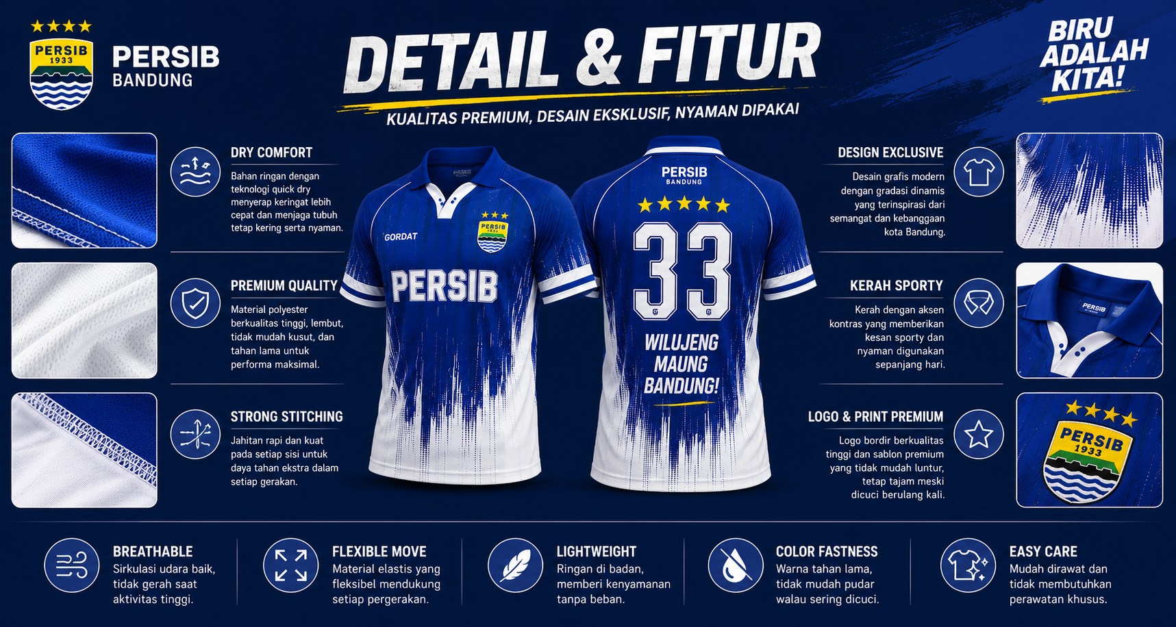Benefit/Feature Jersey Persib Vertical Storm