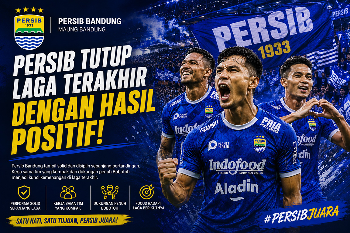 Persib Bandung Tutup Laga Terakhir dengan Kemenangan Meyakinkan