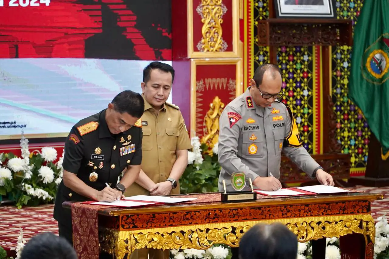 Pj Gubernur Agus Fatoni Resmi Tandatangani NPHD Pengamanan Pilkada 2024 kepada TNI dan Polri