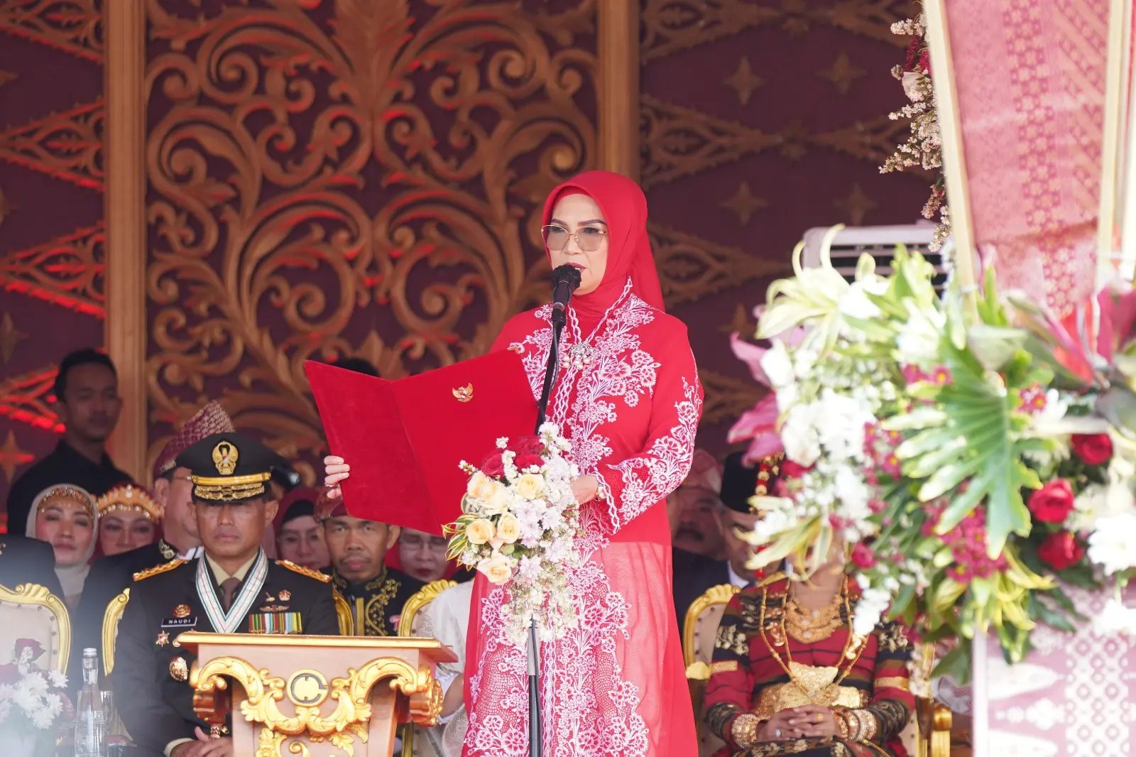 Ketua DPRD Sumsel RA Anita Menjadi Petugas Pembaca UUD 1945 Pada HUT 79 Kemerdekaan RI