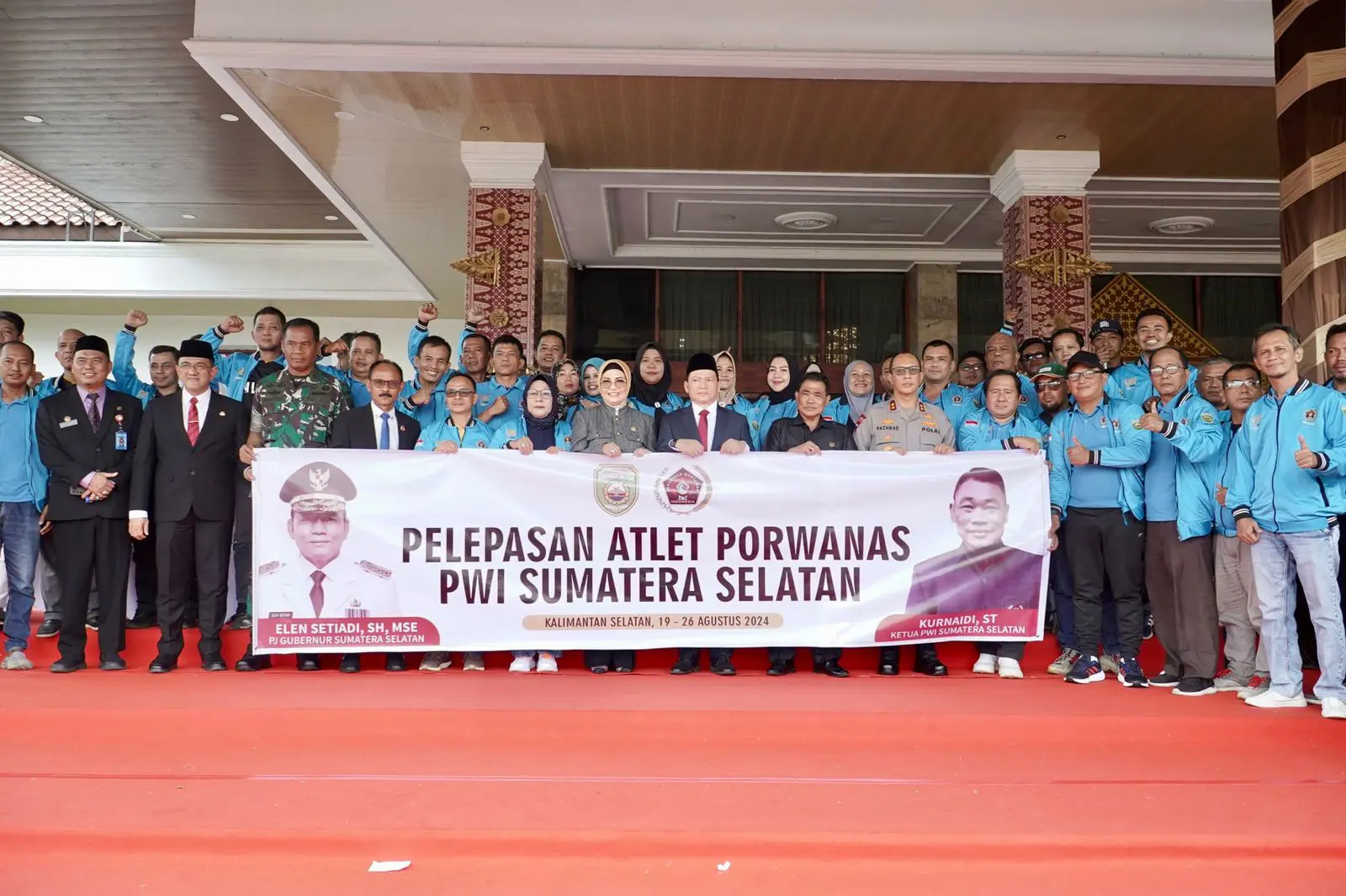 Pj Gubernur Elen Setiadi Lepas Keberangkatan Kontingen  Sumsel Berlaga Pada Porwanas XIV Kalsel