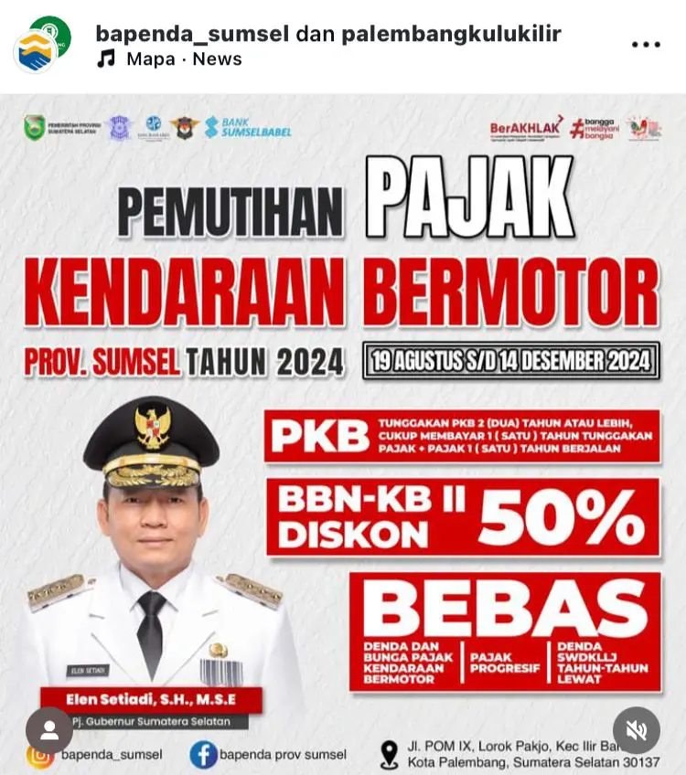 Pemprov Sumsel Berlakukan Pemutihan Pajak Kendaraan: Ini Jadwal dan Ketentuannya