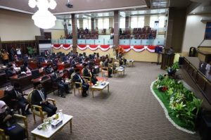 Bupati Muba Dengarkan Pidato Kemerdekaan Presiden Dalam Rangka HUT ke-75 RI