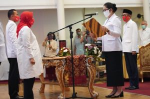 Lantik Ketua PMI Pali, Feby Deru Minta PMI Aktif Sosialisasikan Protokol Kesehatan
