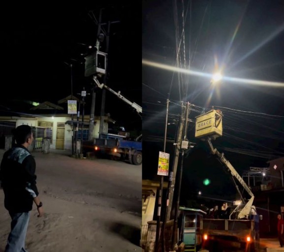 Sekda Kota Palembang Perbaiki Lampu Jalan di Gandus