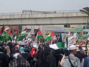 Stop Negara Israel Melakukan Kegiatan Ke Palestina, Ratusan Organisasi Islam Gelar Aksi Damai di Bundaran Air Mancur Palembang